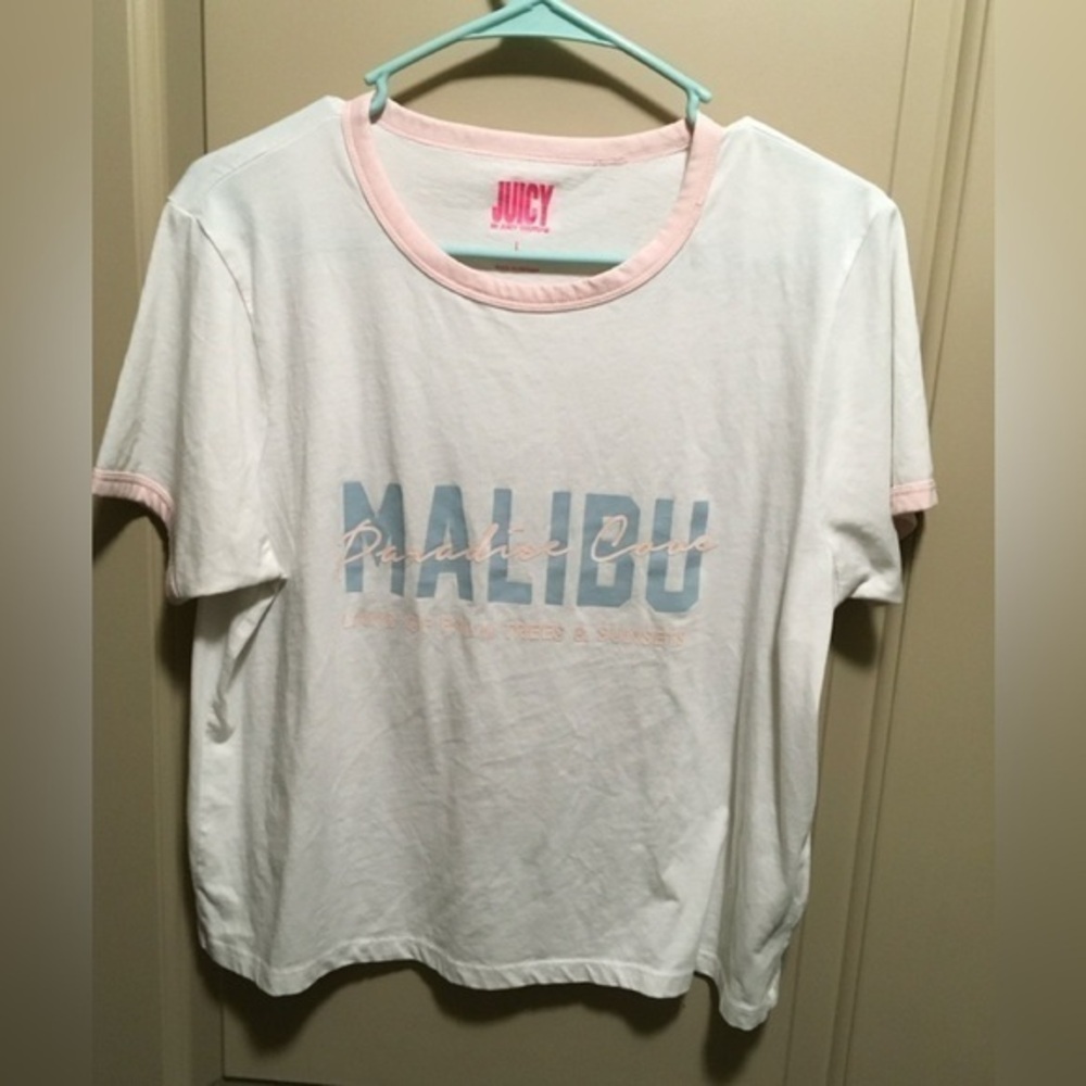 Juicy Malibu‎ White Graphic Tee Large Excellent Condition